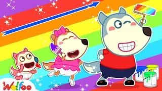 Wolfoo and Baby Jenny Learns Colors with Rainbow Worms - Kids Stories About  Baby